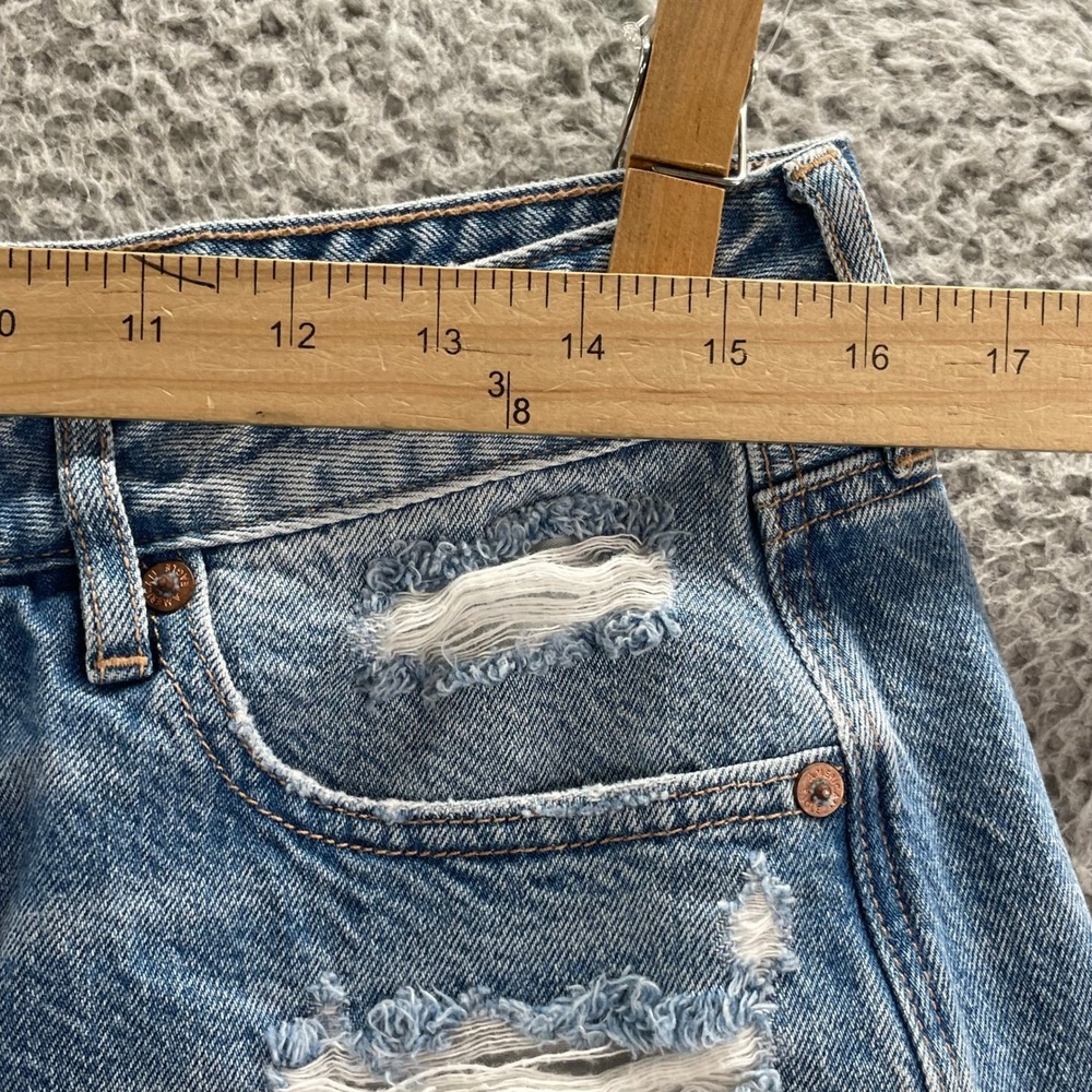 American Eagle Denim Shorts Womens 10 Blue Distressed High Rise Frayed Raw Hem - Picture 4 of 11